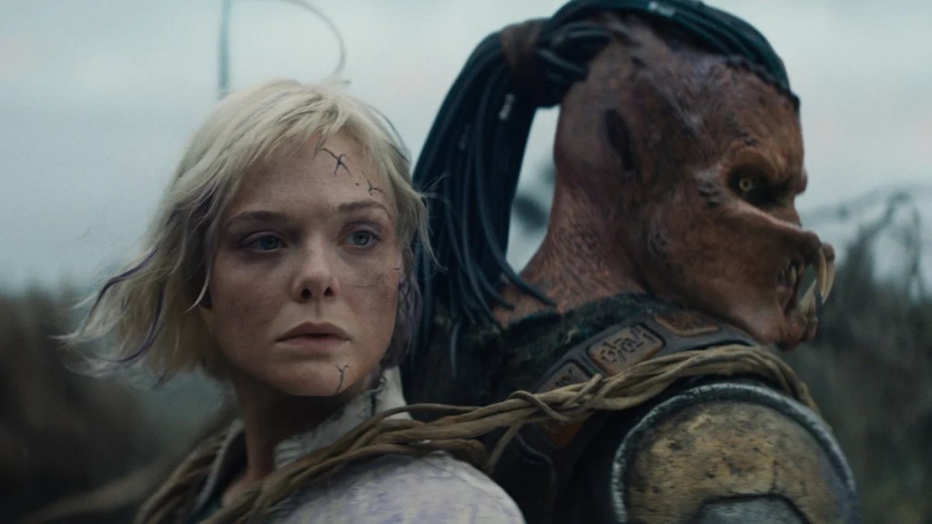 Elle Fanning Dimitrius Schuster-Koloamatangi Predator Badlands