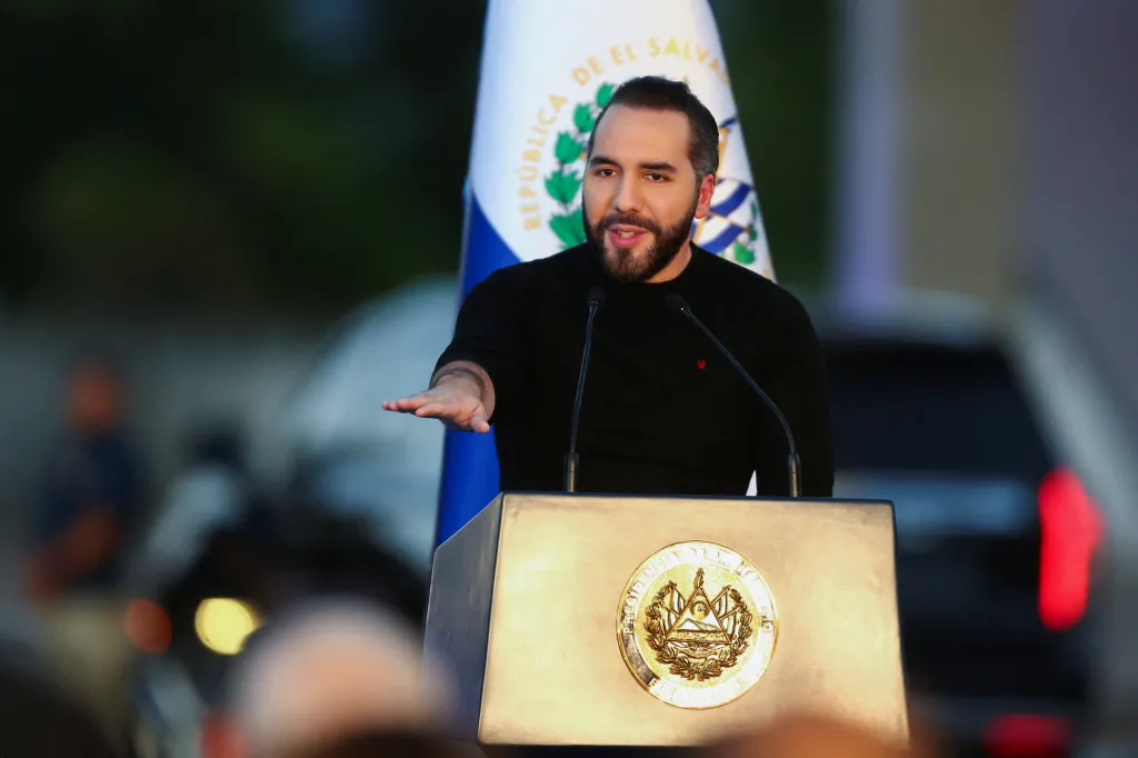 El Salvador's President Nayib Bukele participates in a groundbreaking ceremony for the construction of Sky City, a logistics and aviation hub, at the Monsenor Oscar Arnulfo Romero International Airport in San Luis Talpa, El Salvador, December 16, 2025. 