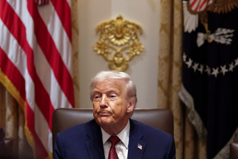 President Donald Trump participates in a roundtable discussion with farmers at the White House on December 8, 2025 in Washington, D.C.