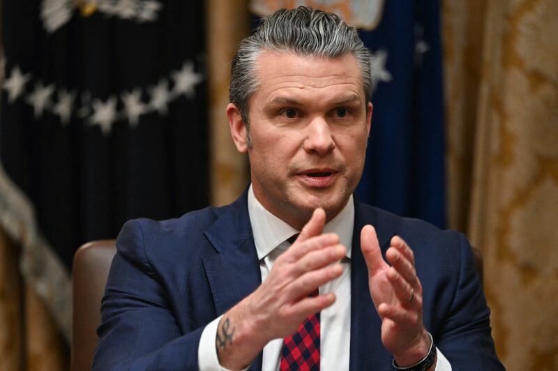 Secretary of Defense Pete Hegseth speaks during a Cabinet Meeting hosted by President Donald Trump in the Cabinet Room of the White House in Washington, DC on December 2, 2025.