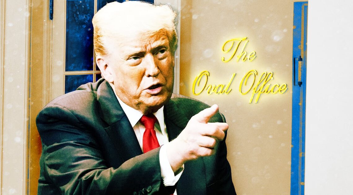 Trump, 79, Adds New Sign to Remind Him Where He Works