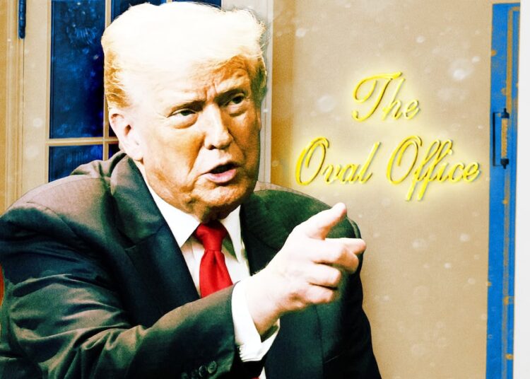 Trump, 79, Adds New Sign to Remind Him Where He Works