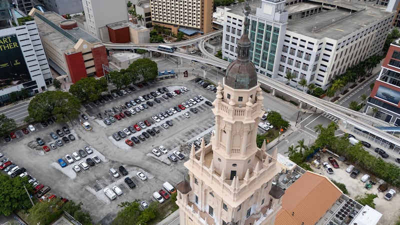 Top-down view of the Miami Dade College's site of the proposed President Donald Trump presidential library in Miami, on Sept. 23, 2025.