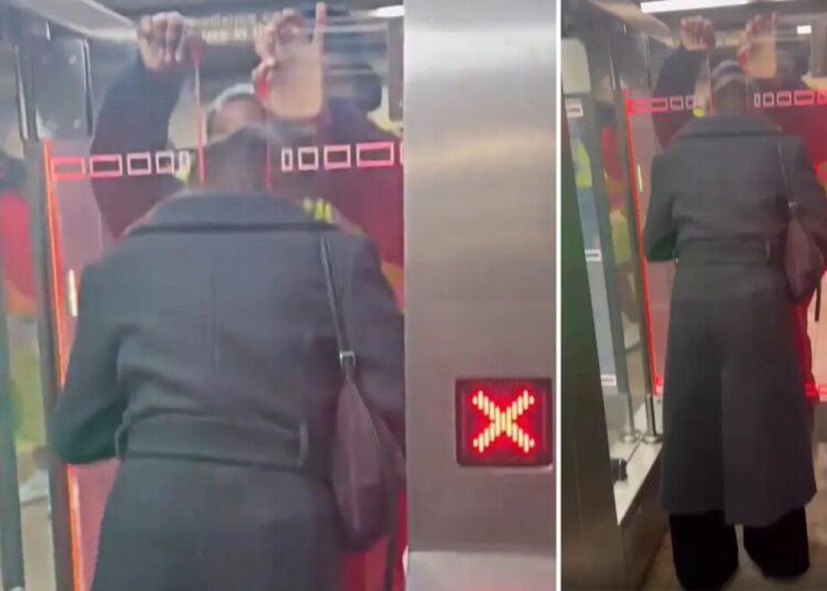 Suspected fare-beating straphanger gets stuck in new MTA turnstile gate, wild video shows