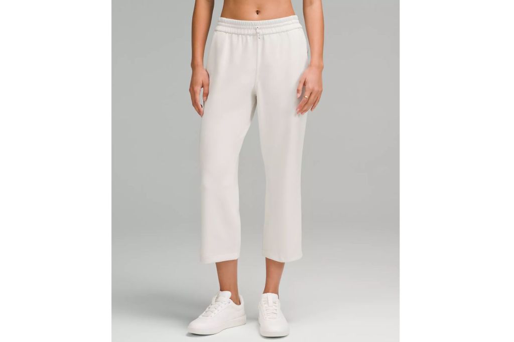 A person in white sweats.