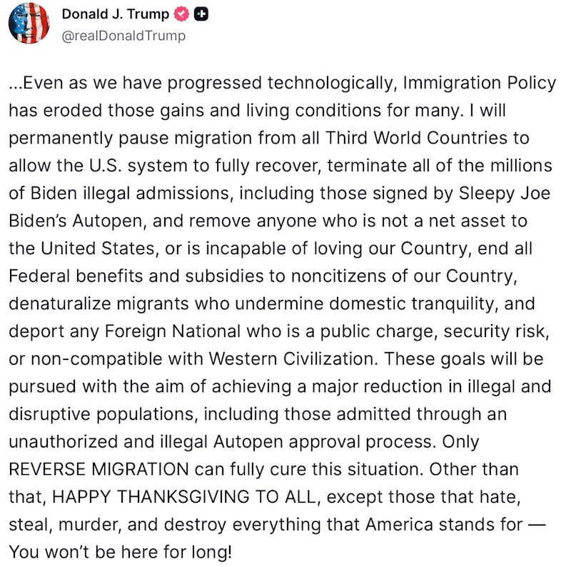 Part two of Donald Trump's Truth Social rant.