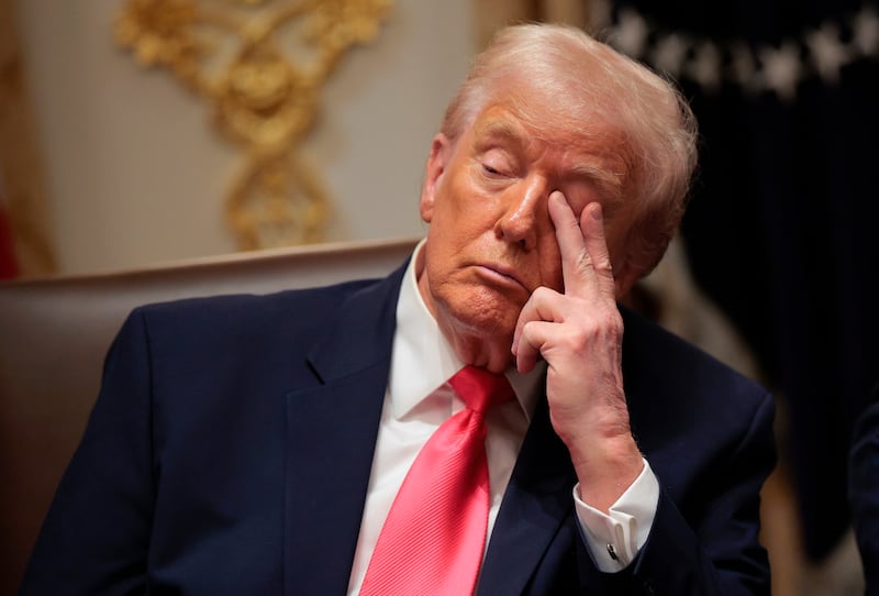 Donald Trump appears to doze off.