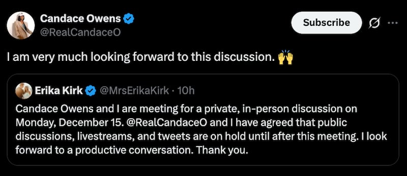 Candace Owens responds to Erika Kirk