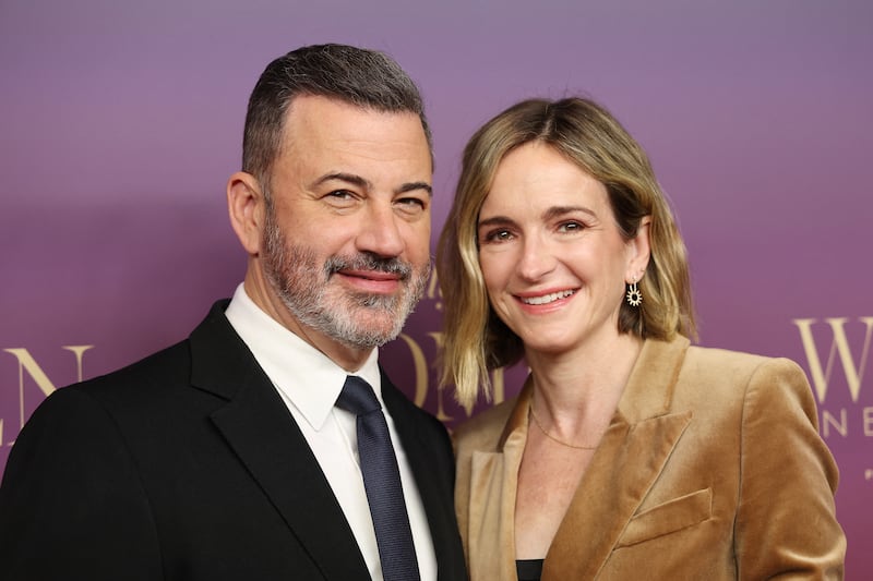 Molly McNearney and Jimmy Kimmel attend The Hollywood Reporter's annual Women in Entertainment Gala at The Beverly Hills Hotel on December 03, 2025 in Beverly Hills, California.