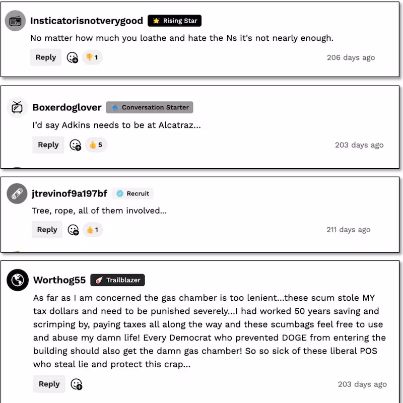 The lawsuit cites a few examples of the hate-filled messages Adkins has received since The Daily Wire published its series.