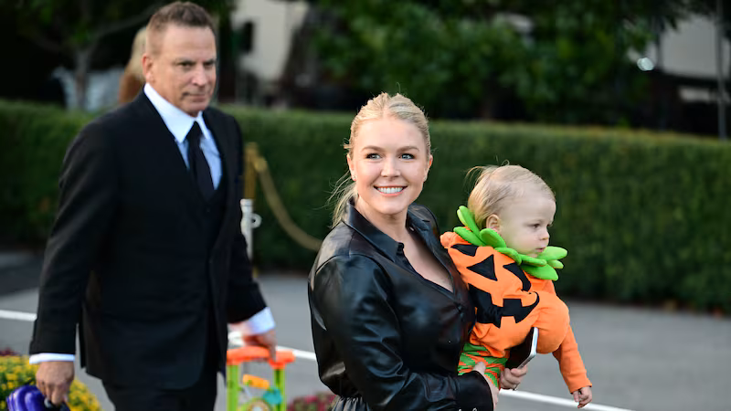 Leavitt, Riccio and their son trick-or-treated at the White House on Oct. 30, the day before Donald Trump headed to Florida.