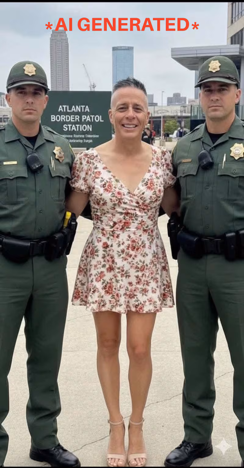 The AI-generated image of Bovino in a dress and heels.