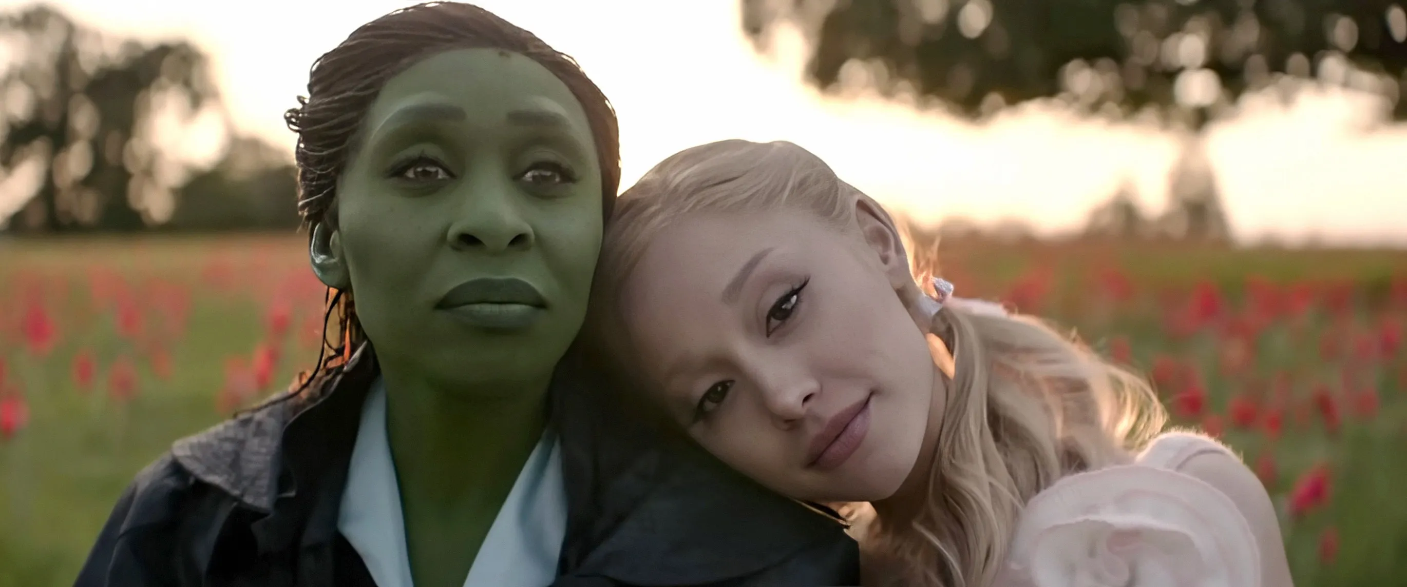 Cynthia Erivo as Elphaba and Ariana Grande as Glinda in