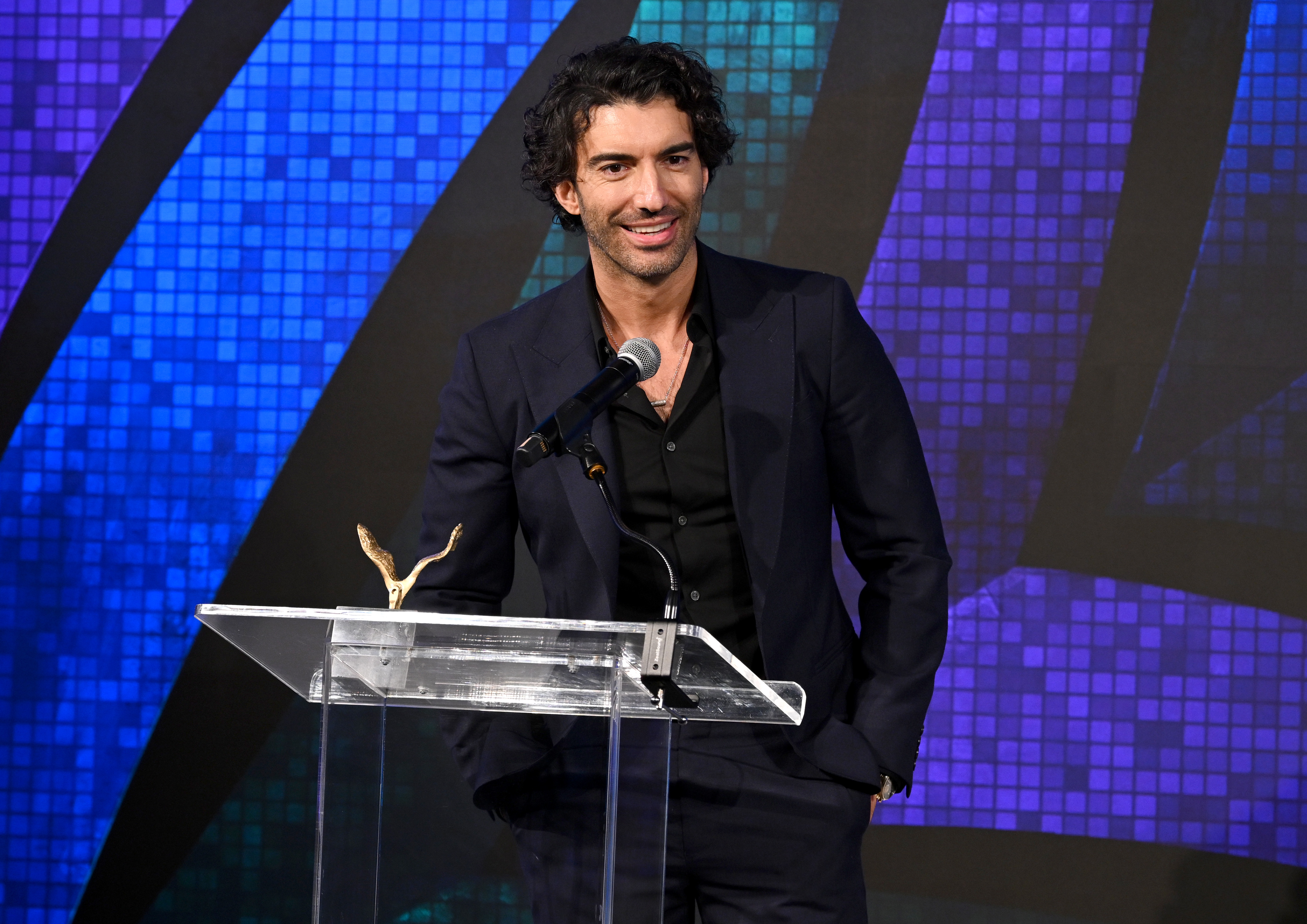 Actor/filmmaker Justin Baldoni speaks onstage at the Vital Voices 12th Annual Voices of Solidarity Awards.