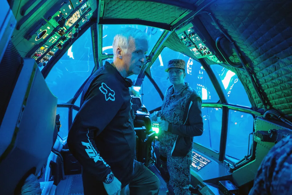 James Cameron on a movie set.