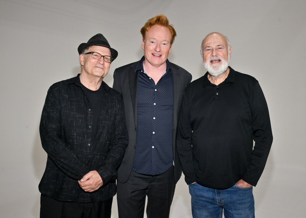 Albert Brooks, Conan O'Brien and Rob Reiner at the HBO | Max Emmy Nominee Celebration held at NYA East on August 11, 2024 in Los Angeles, Calif