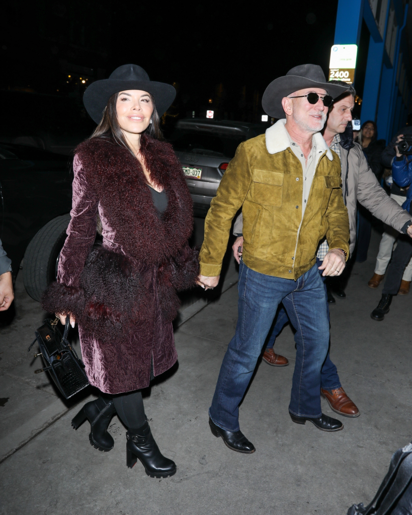 Jeff Bezos and Lauren Sánchez Bezos arriving at Kemo Sabe in Aspen.
