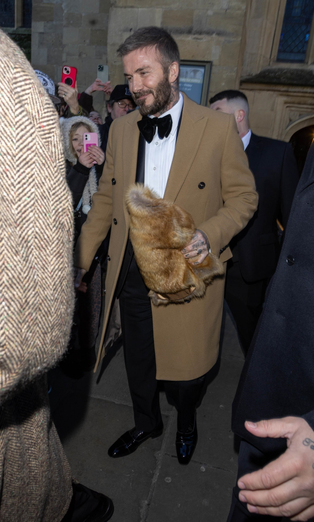 David Beckham at Holly Ramsay and Adam Peaty's wedding.