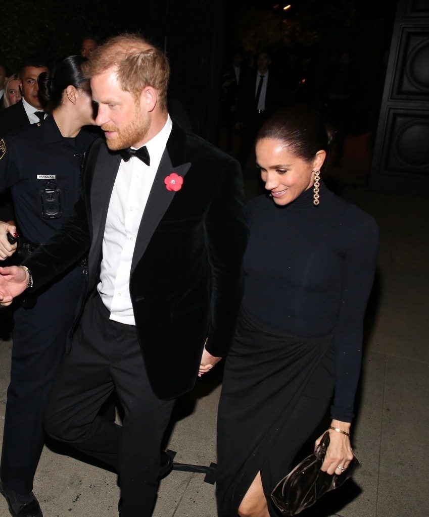 Prince Harry and Meghan Markle leave Kris Jenner's 70th birthday party.