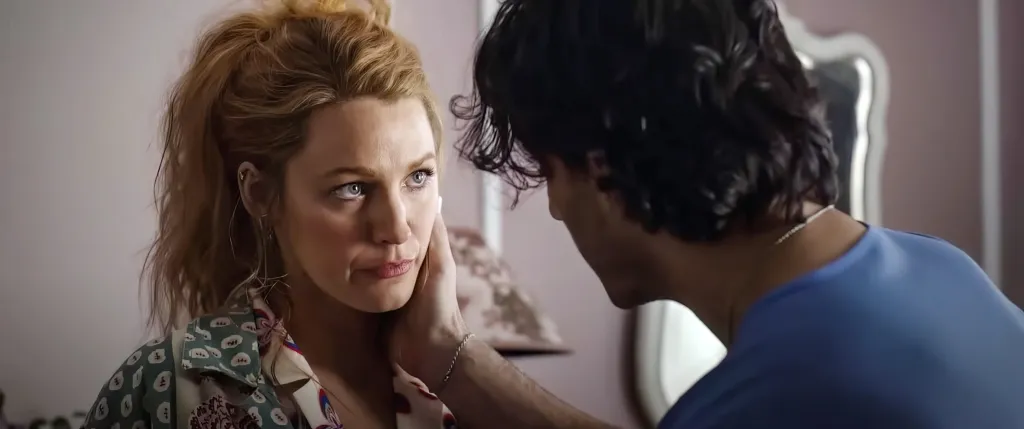 Blake Lively and Justin Baldoni in a scene from IT ENDS WITH US.