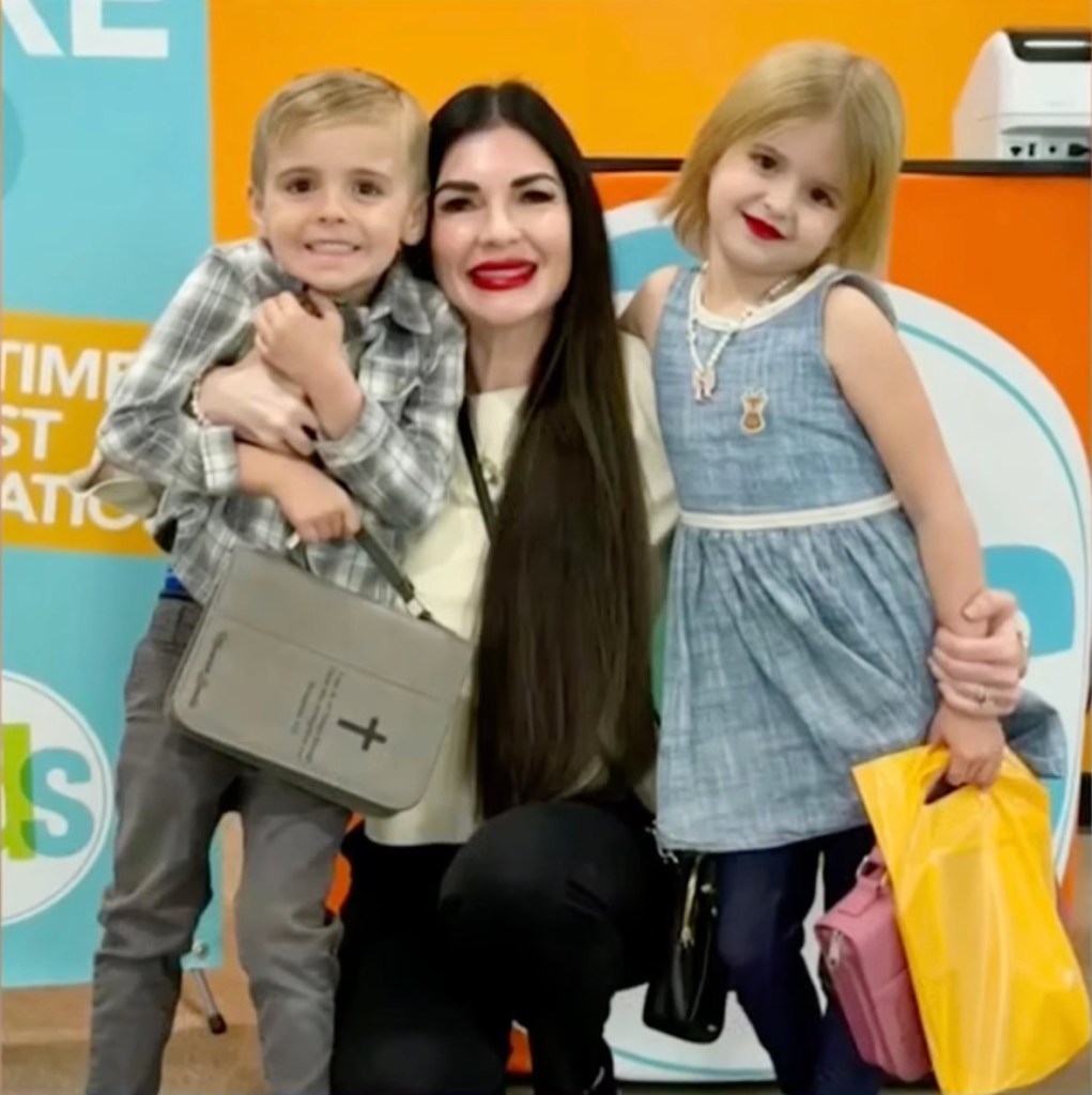 Charity Beallis with her son and daughter.