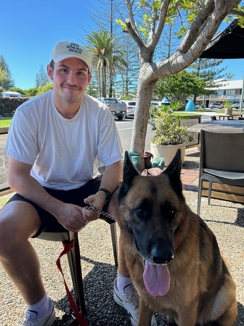 Police officer Scott Dyson with his dog.