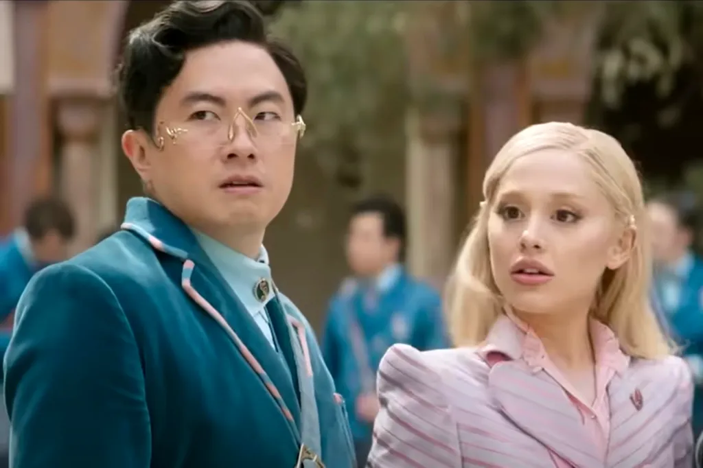 Bowen Yang and Ariana Grande in the film 