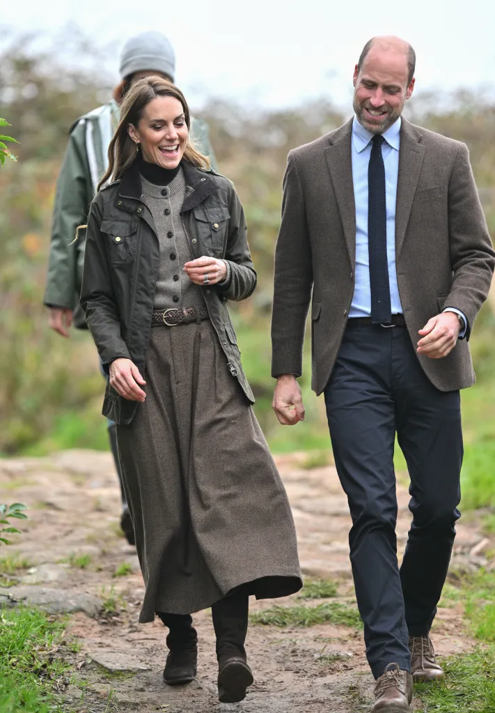 Britain's Prince William and Princess Kate walking together during a visit to Mallon Farm in County Tyrone.
