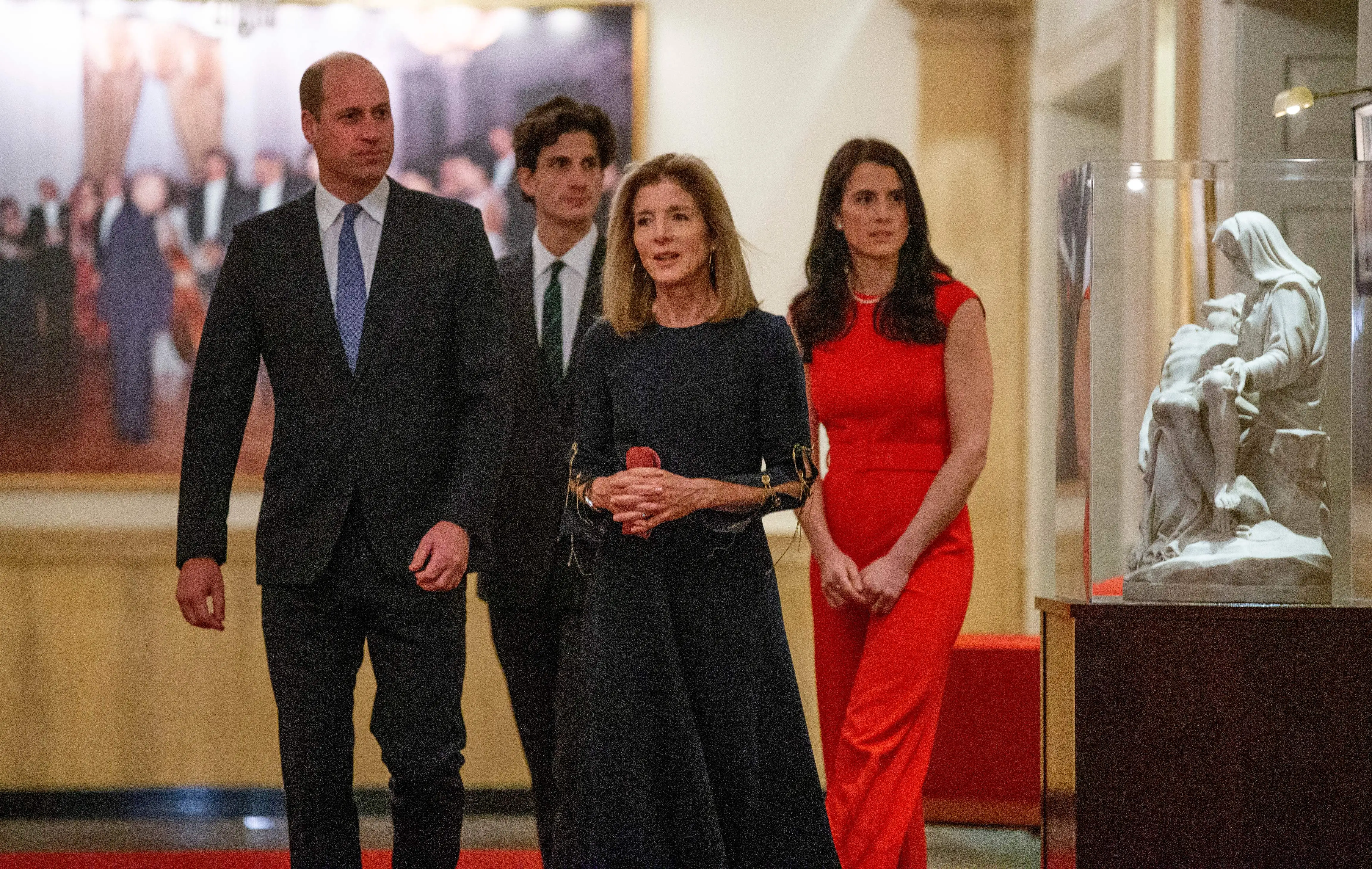 Prince William, Caroline Kennedy, Jack Kennedy Schlossberg, and Tatiana Kennedy Schlossberg tour the John F. Kennedy Presidential Library and Museum.