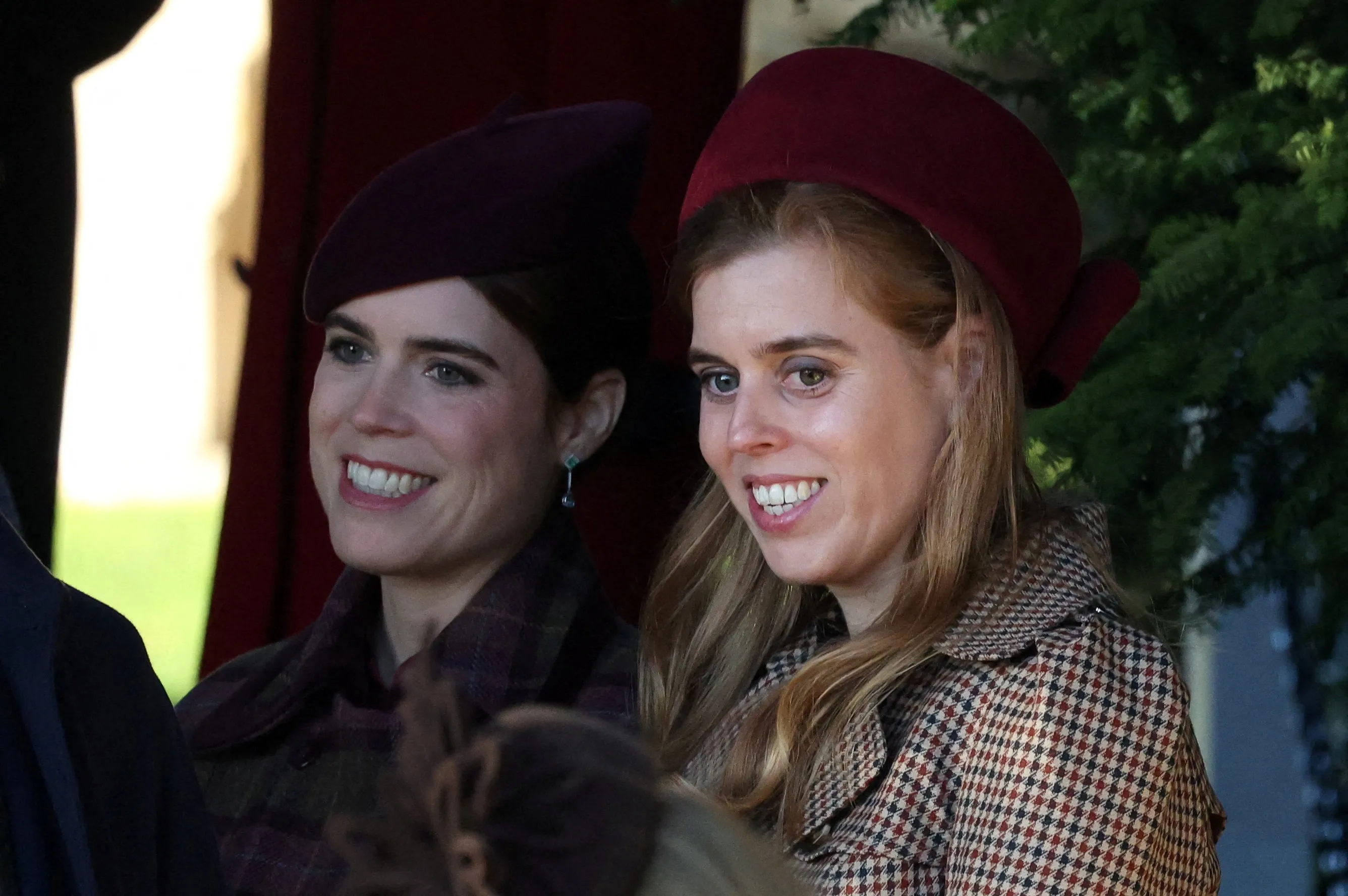 Princess Beatrice and Princess Eugenie leave after attending the Royal Family's Christmas Day service at St. Mary Magdalene's church.