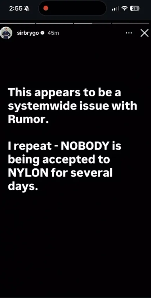 An Instagram story from @sirbrygo stating, 