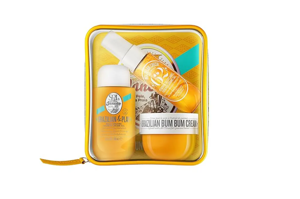 A small yellow bag containing multiple smaller yellow containers