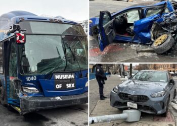 MTA bus crashes into multiple cars, injuring 7 in wild NYC scene that ‘looked like a movie’