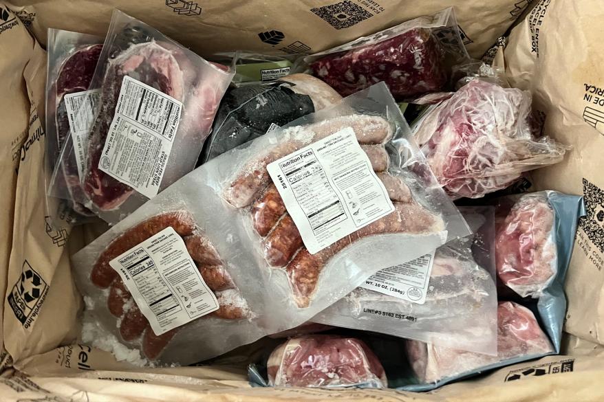 Box of frozen meats
