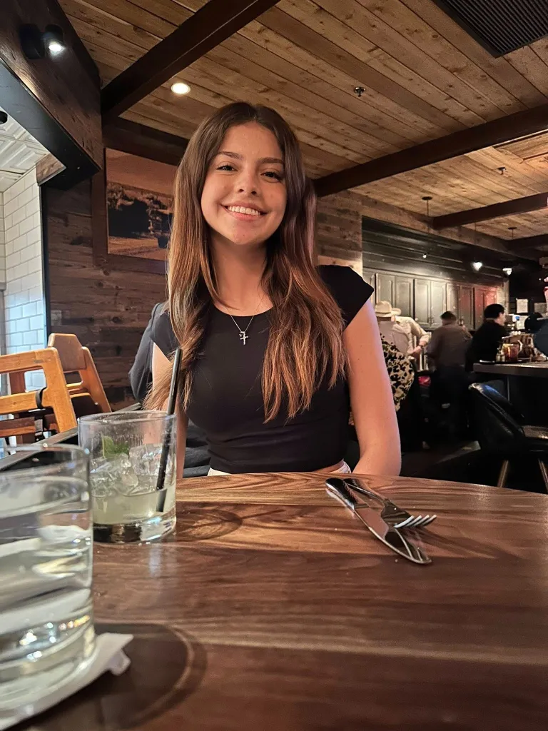 Camila Mendoza Olmos at a restaurant.