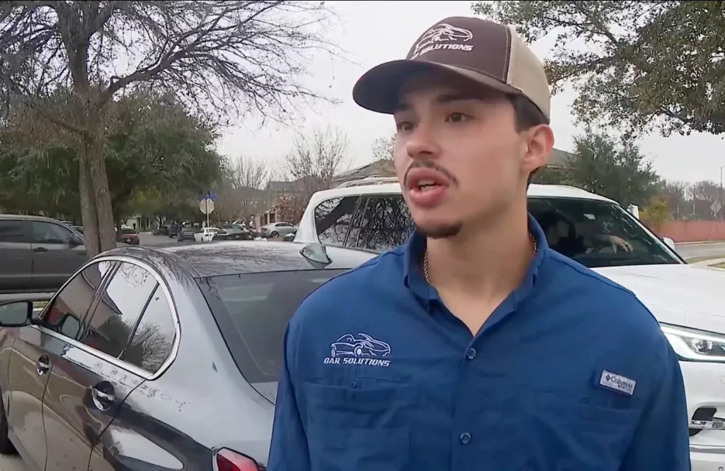 Nathan Gonzales, Camila Mendoza Olmos' ex-boyfriend, gives an interview while assisting in her search.
