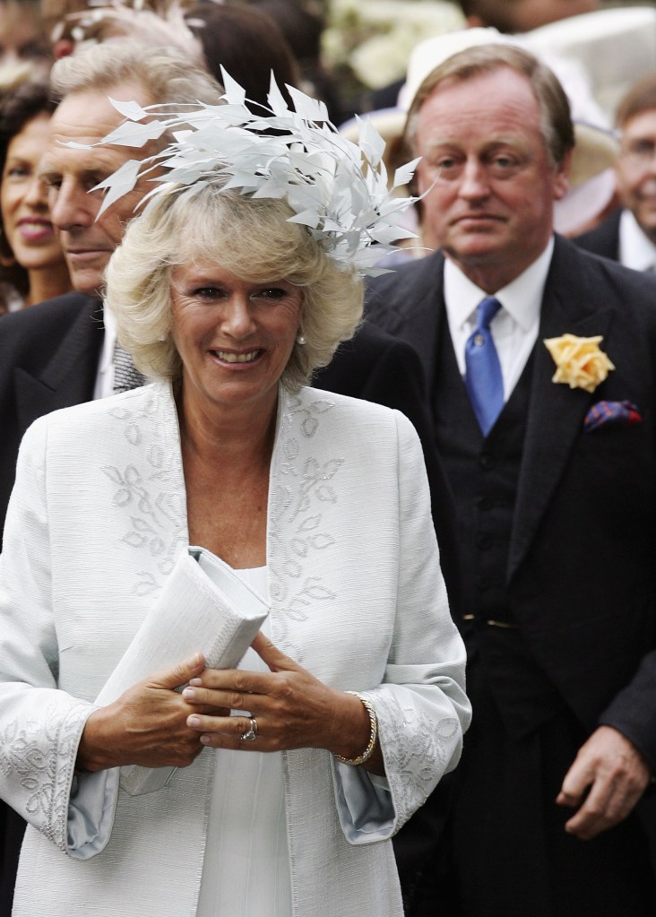Camilla, Duchess of Cornwall and Andrew Parker-Bowles attending their son's wedding.