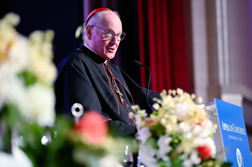 Cardinal Timothy Dolan speaking at the Appeal of Conscience Awards.