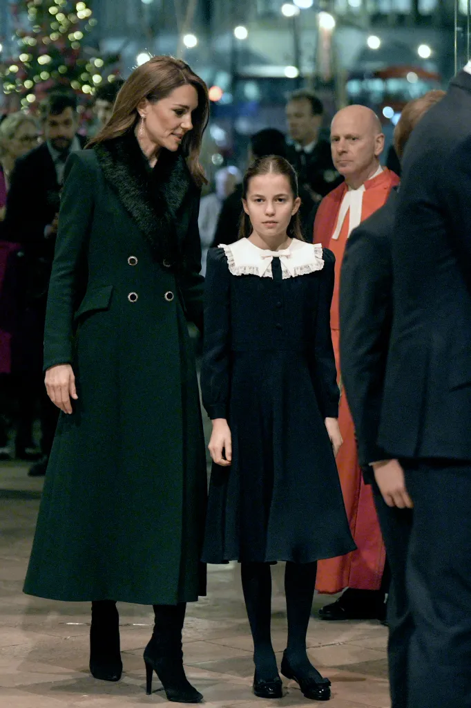 Catherine, Princess of Wales, and Princess Charlotte at the Together At Christmas carol service at Westminster Abbey.