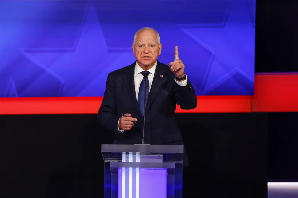 Gov. Tim Walz at a vice-presidential debate.