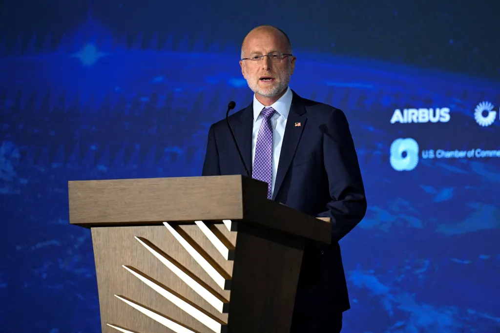 Federal Communications Commission (FCC) Chair Brendan Carr speaks at the U.S. Chamber of Commerce 2025 Global Aerospace Summit.