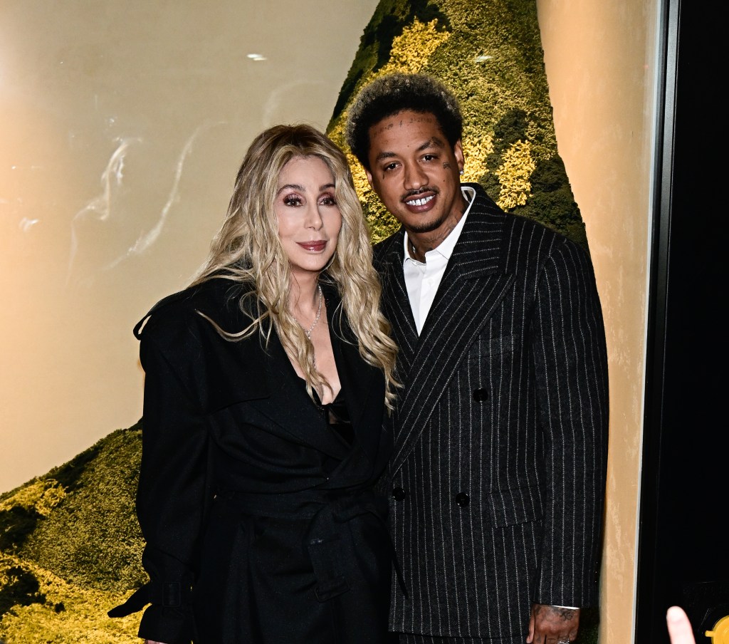 Cher and Alexander Edwards at the grand reopening of The NY Burberry Flagship Store.