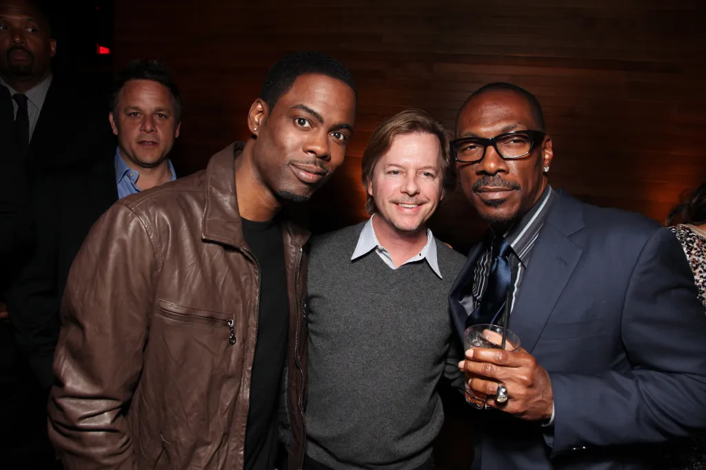 Chris Rock, David Spade and Eddie Murphy at Screen Gem's World Premiere of 'Death at a Funeral' on April 12, 2010 at Arclight Cinerama Dome in Hollywood, California.