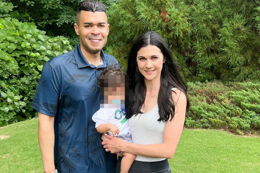 Christina Chambers, her husband, and child.