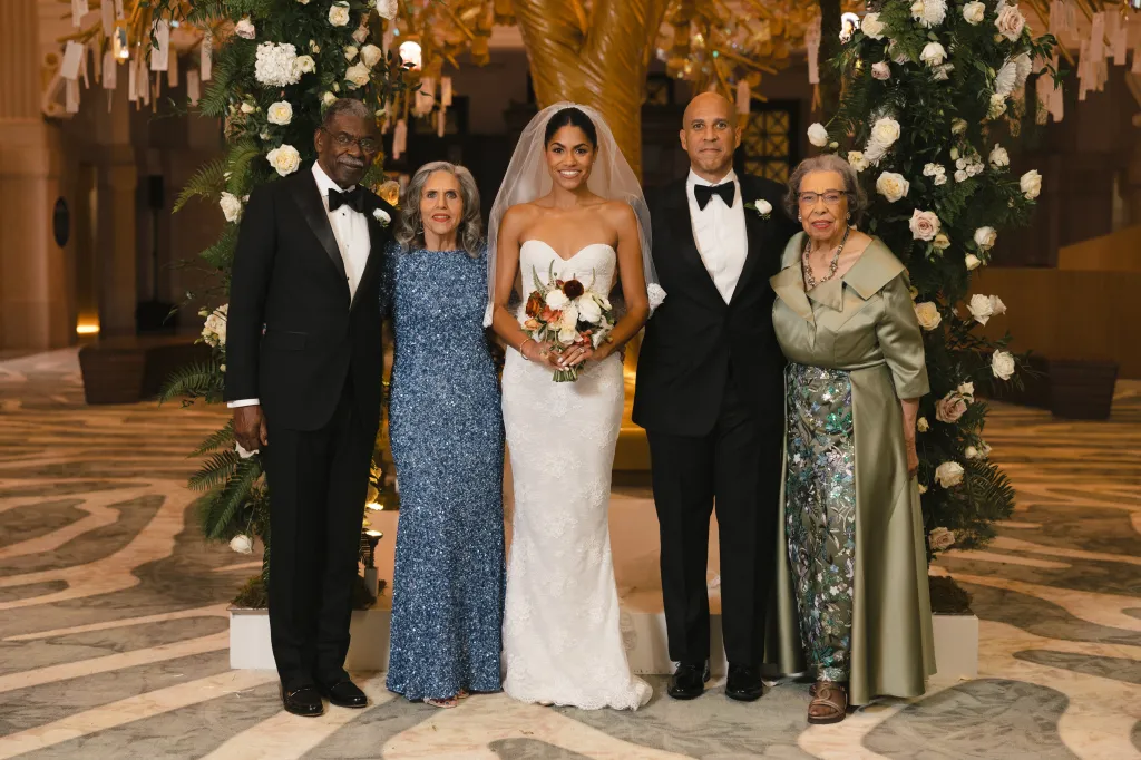 Cory Booker and Alexis Lewis with their parents.