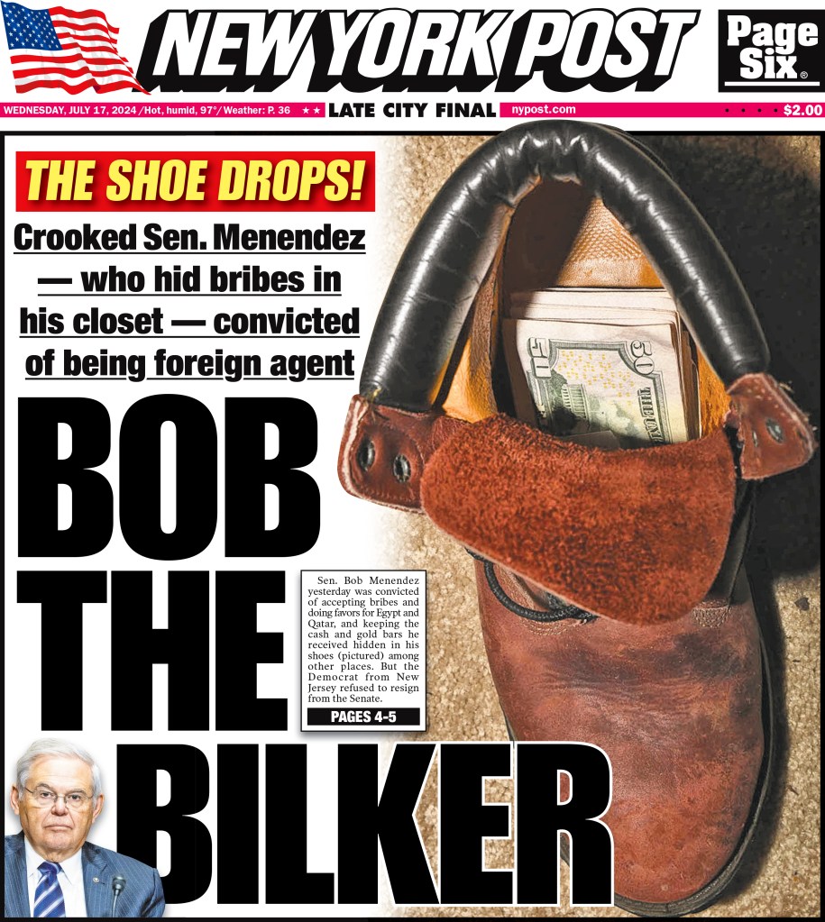 The New York Post front cover for July 17, 2024.