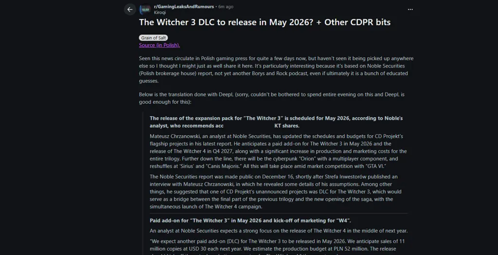 Cyberpunk 2077 Sequel Release Date Leak