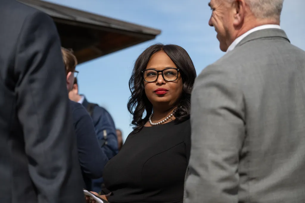 D.C. Council member Janeese Lewis George (D-Ward 4) is seen on Capitol Hill for a press conference in Washington, DC on March 10, 2025.