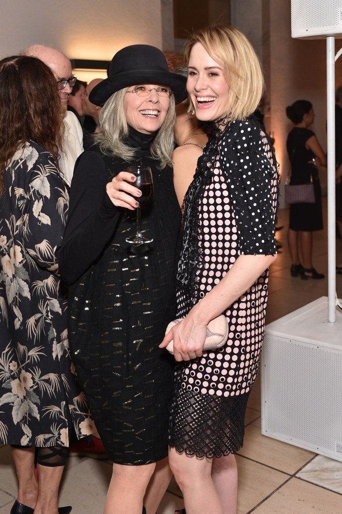 Diane Keaton and Sarah Paulson laughing together at the Hammer Museum Gala in the Garden.