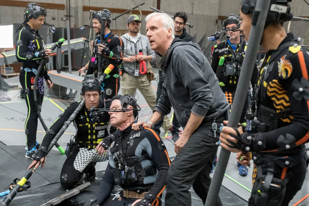 James Cameron on a movie set.